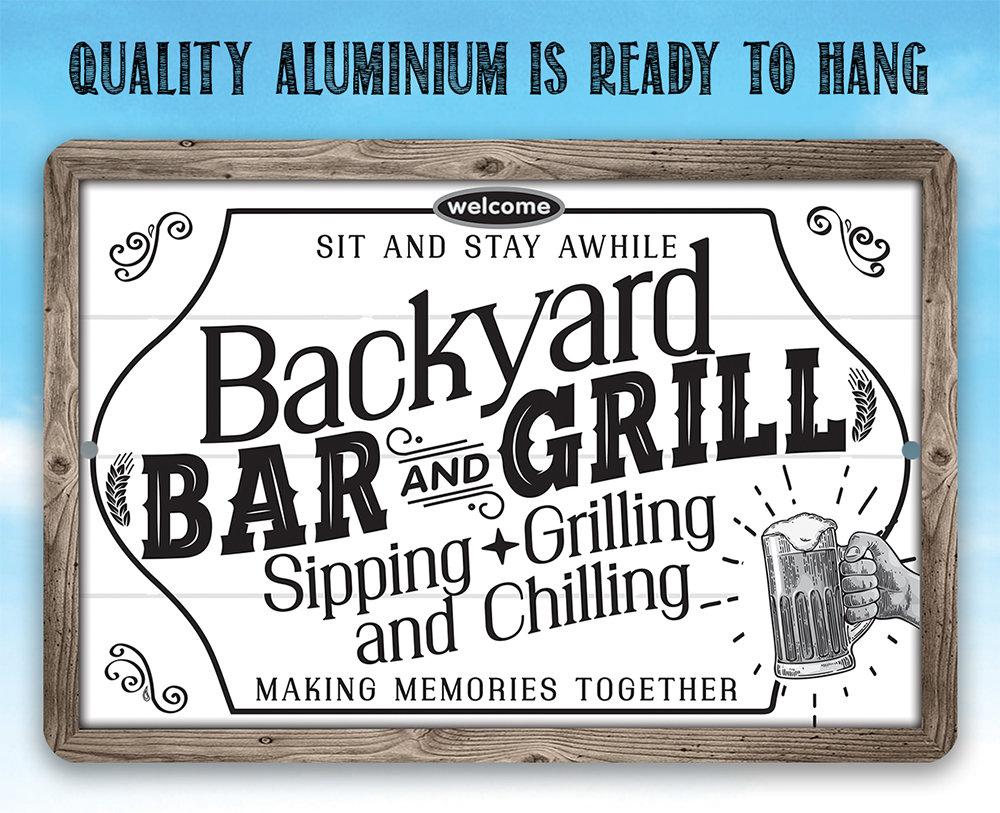 Backyard Bar & Grill - Metal Sign