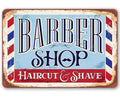 Barbershop Haircut and Shave - Metal Sign