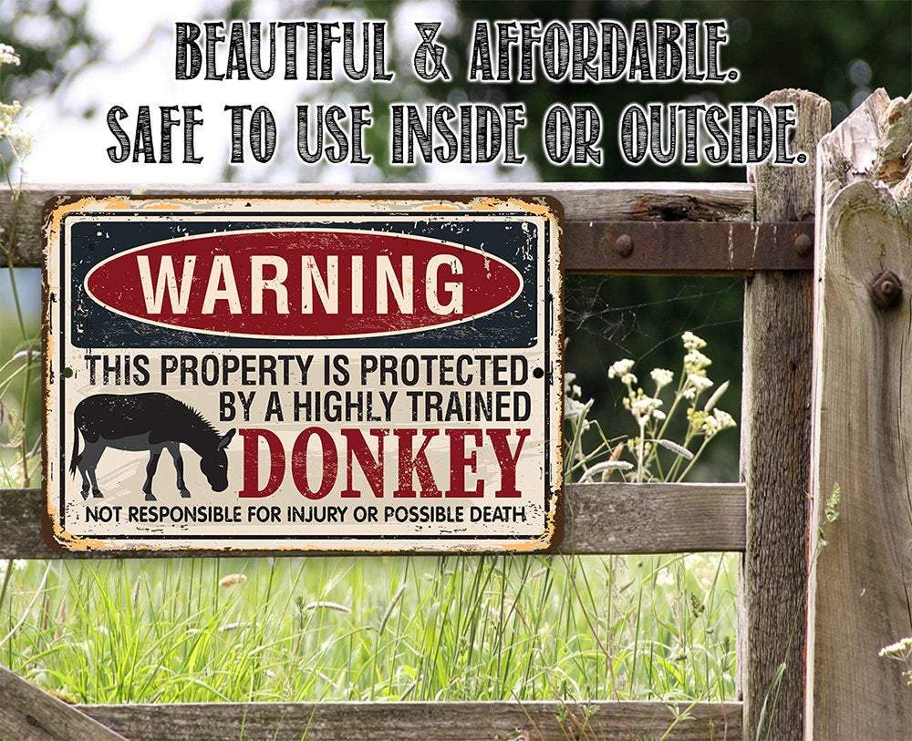 Warning Property Donkey - Metal Sign
