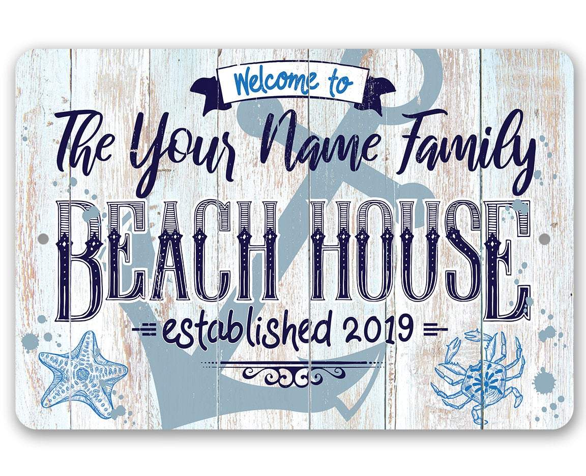 Personalized - Beach House - Metal Sign