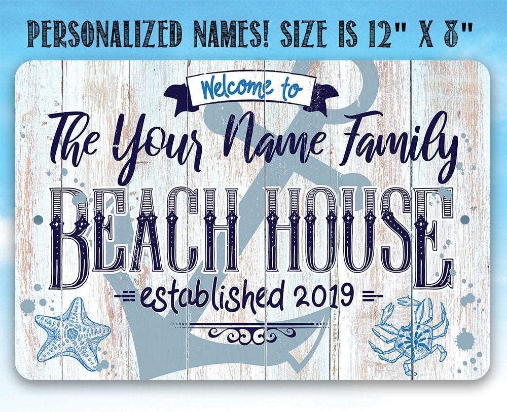 Personalized - Beach House - Metal Sign