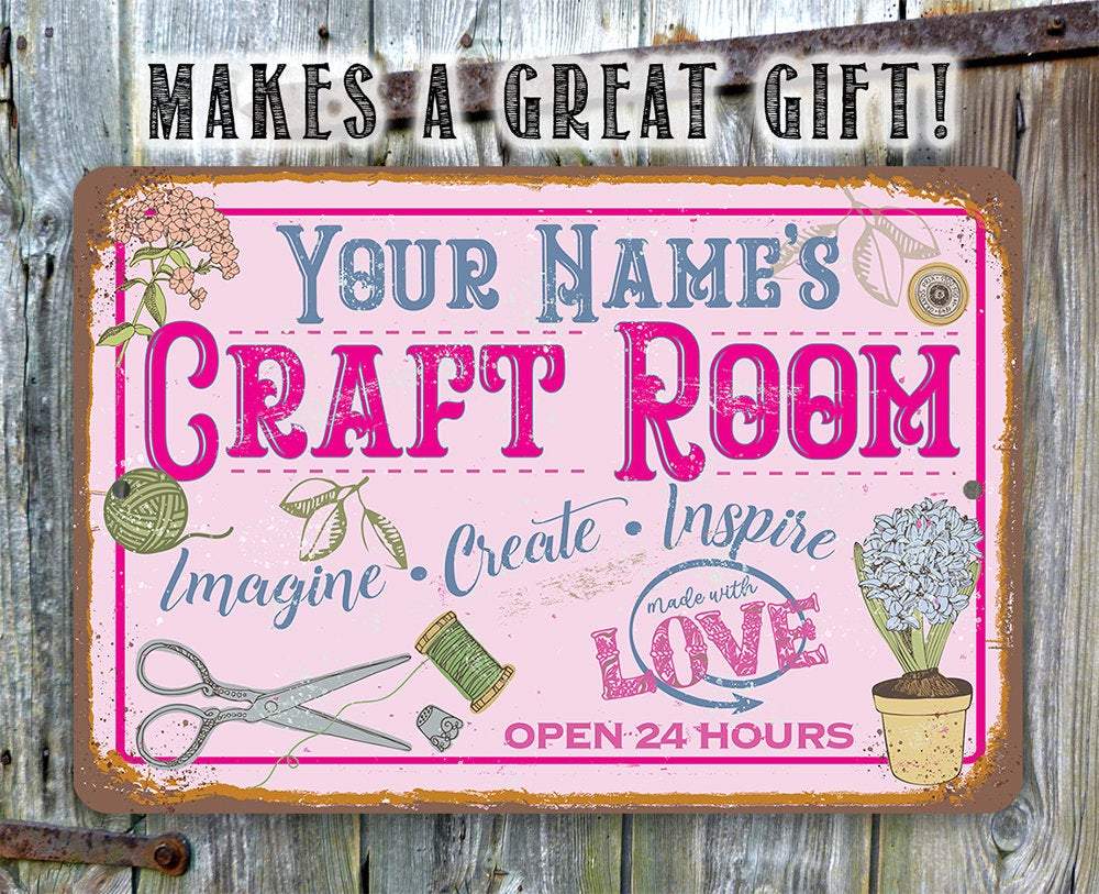 Personalized - Craft Room Imagine Create Inspire - Metal Sign