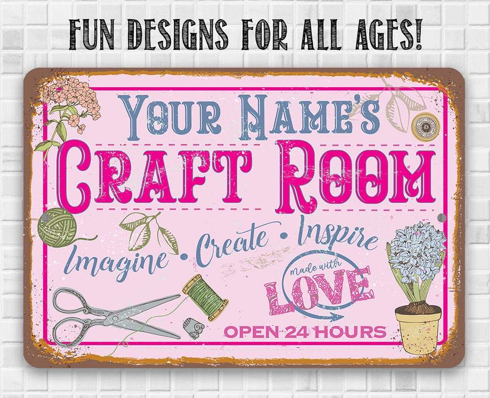 Personalized - Craft Room Imagine Create Inspire - Metal Sign
