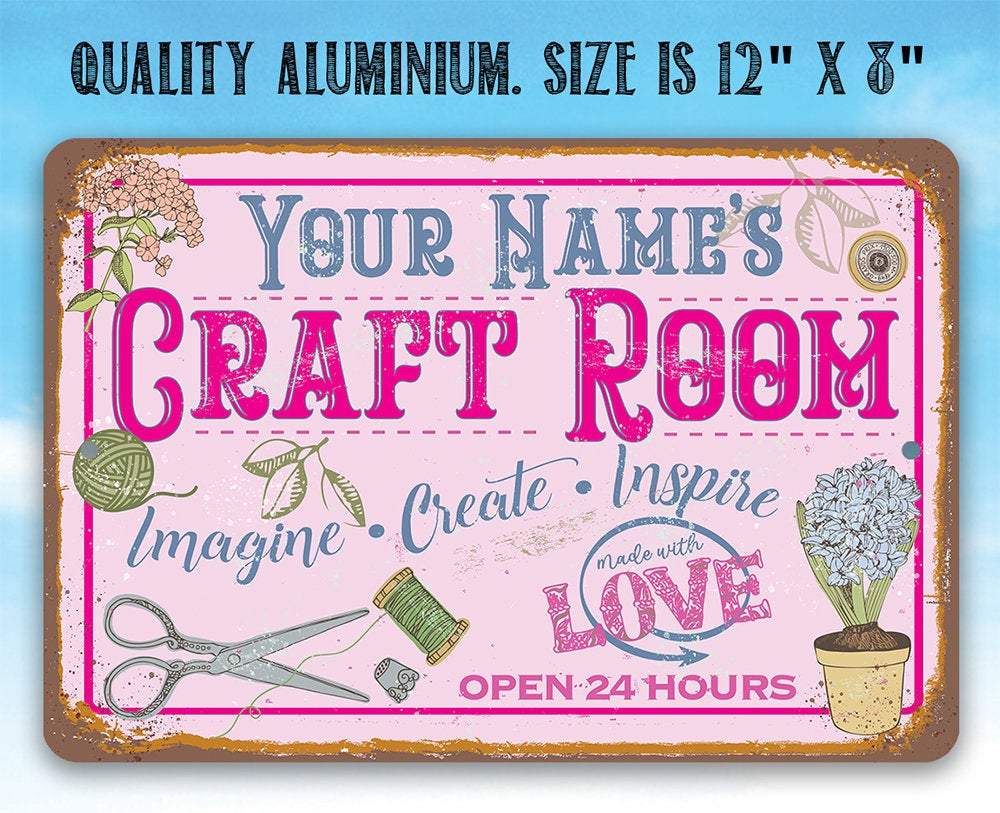 Personalized - Craft Room Imagine Create Inspire - Metal Sign