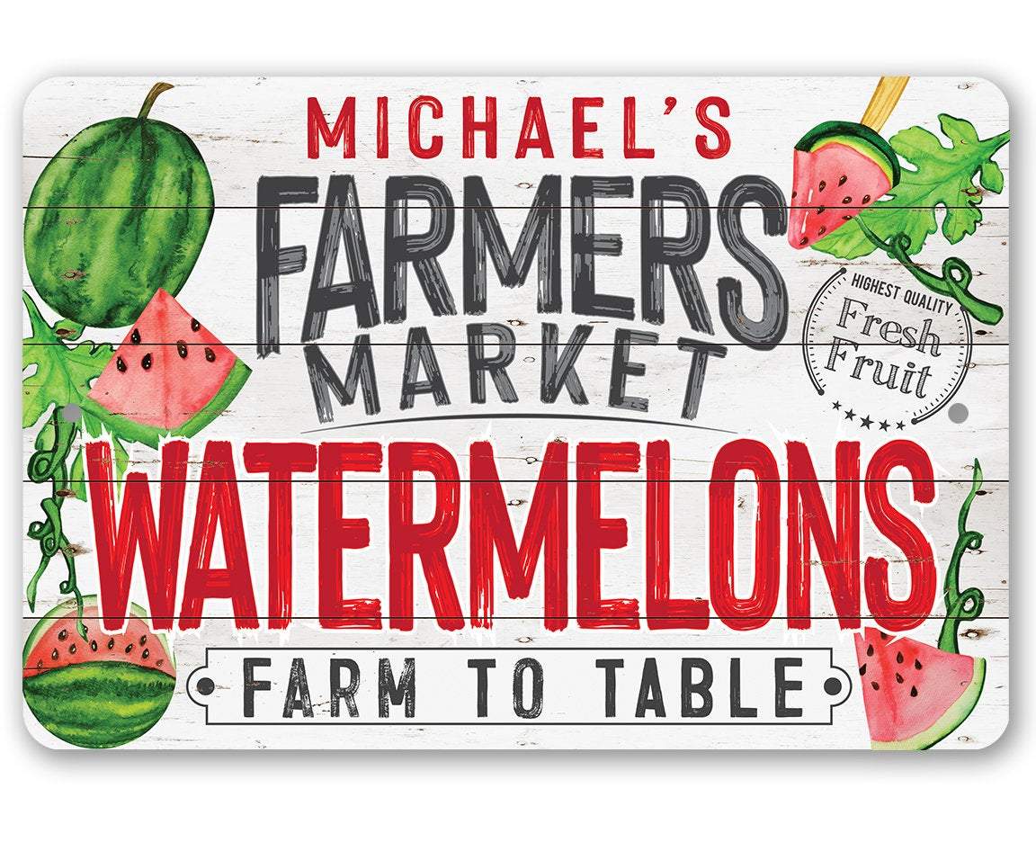 Personalized - Farmers Market Watermelons - Metal Sign