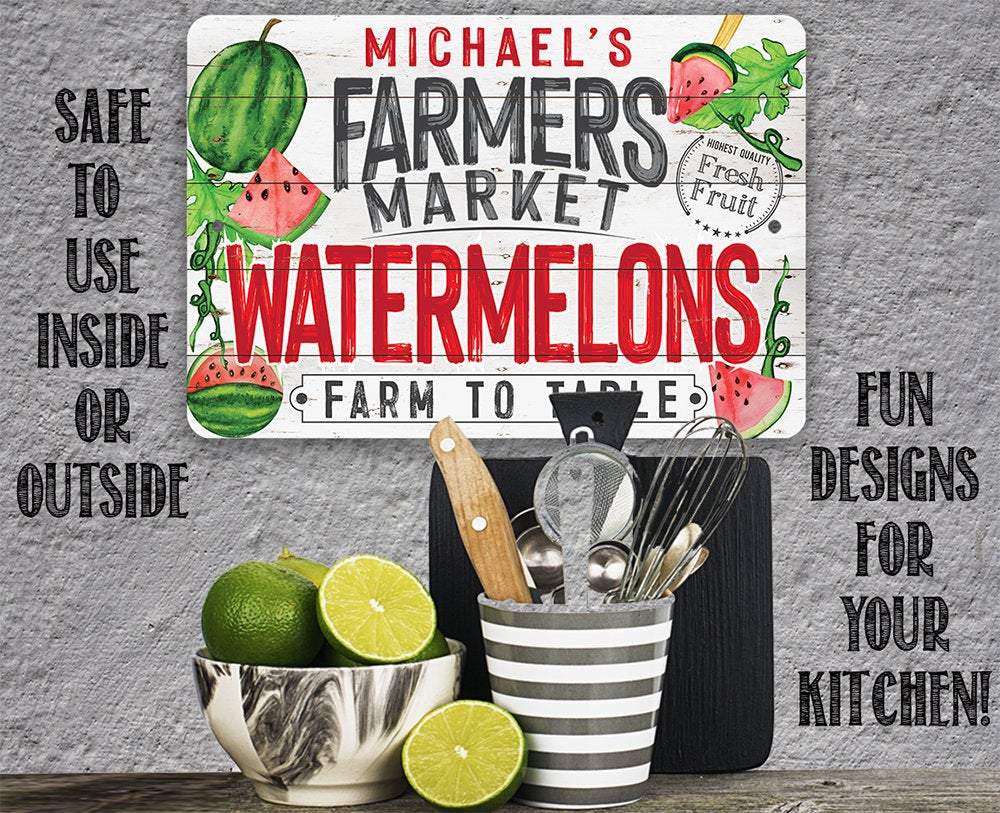 Personalized - Farmers Market Watermelons - Metal Sign