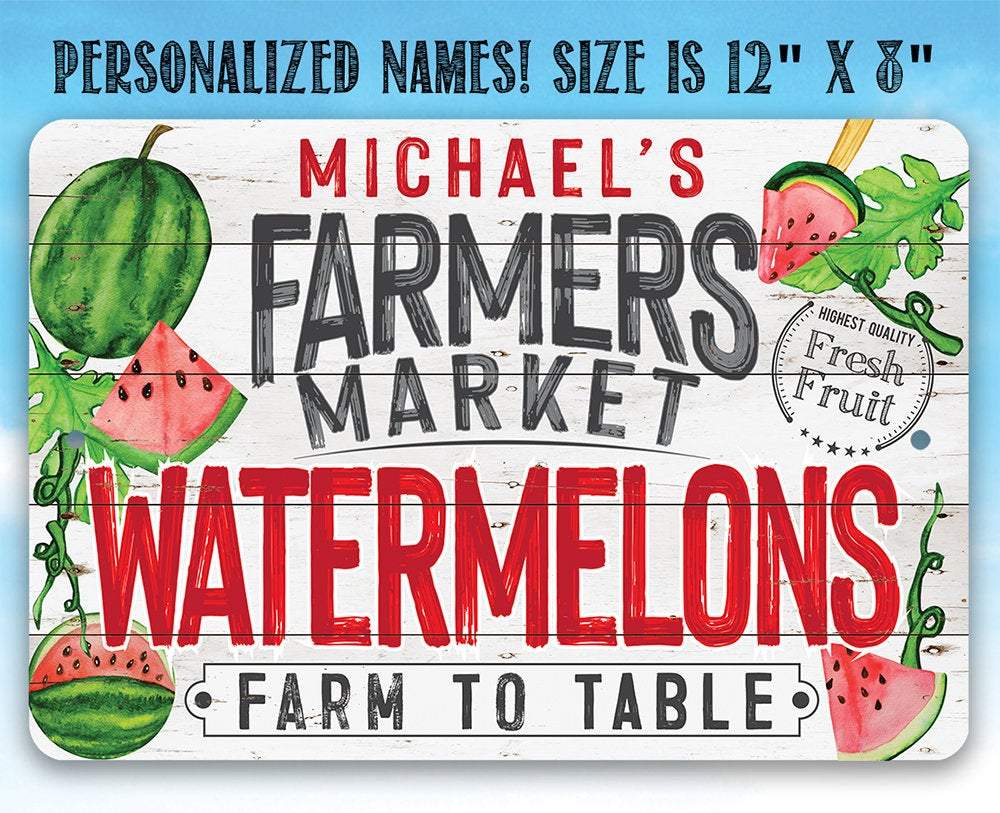 Personalized - Farmers Market Watermelons - Metal Sign