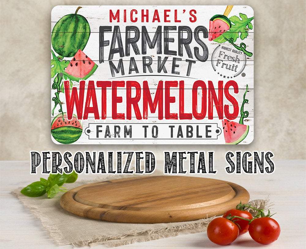 Personalized - Farmers Market Watermelons - Metal Sign