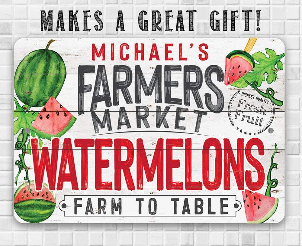 Personalized - Farmers Market Watermelons - Metal Sign