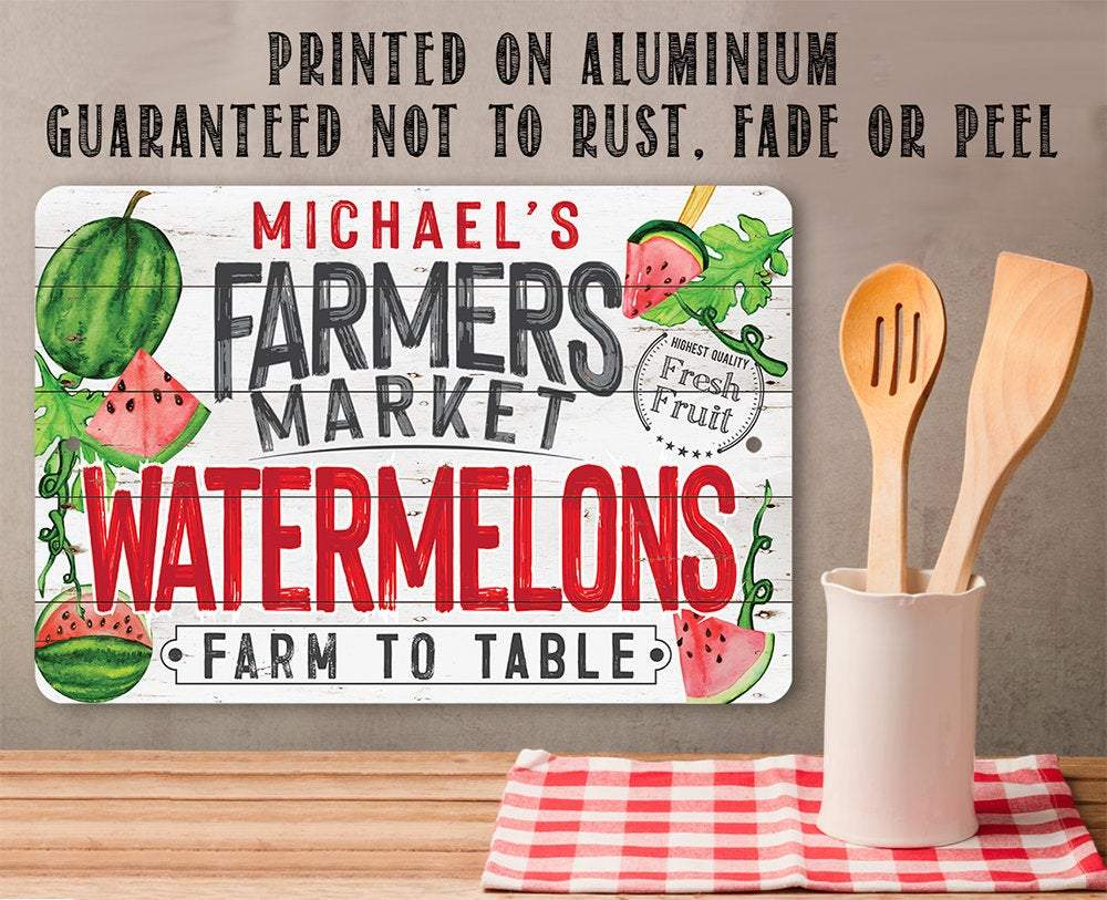 Personalized - Farmers Market Watermelons - Metal Sign