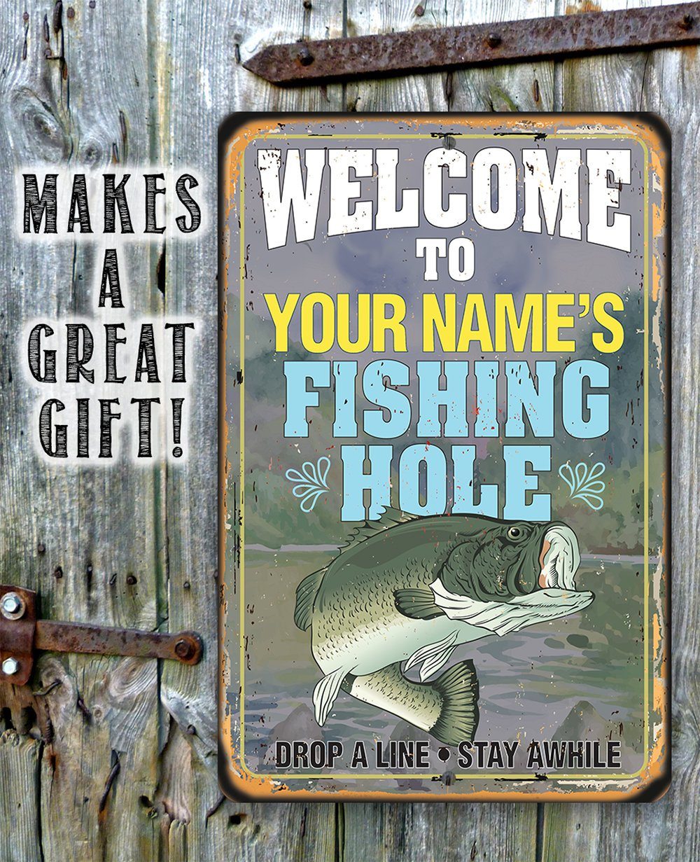 Personalized - Fishing Hole - Metal Sign