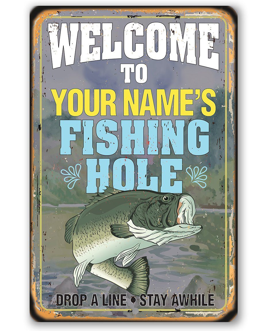 Personalized - Fishing Hole - Metal Sign