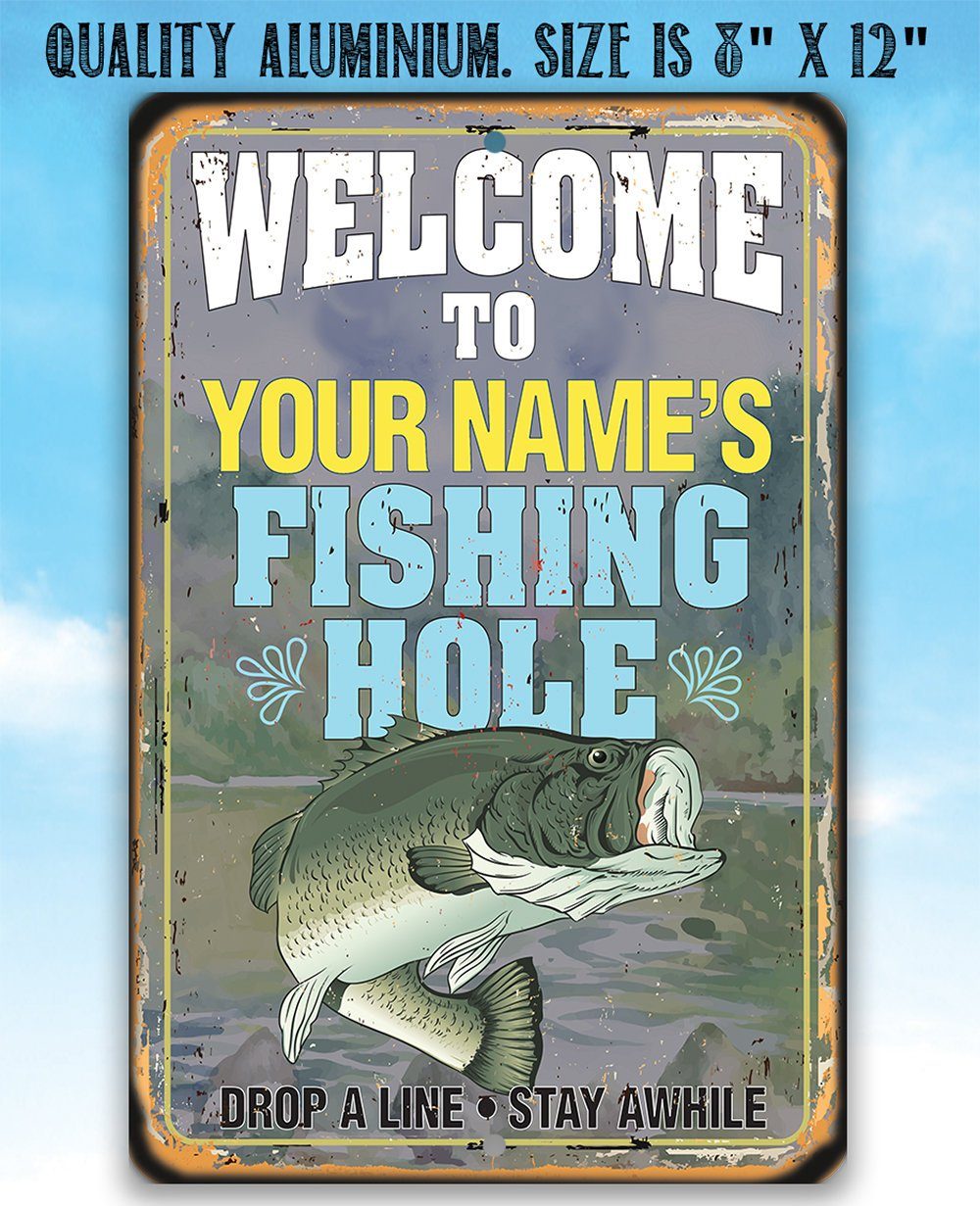 Personalized - Fishing Hole - Metal Sign