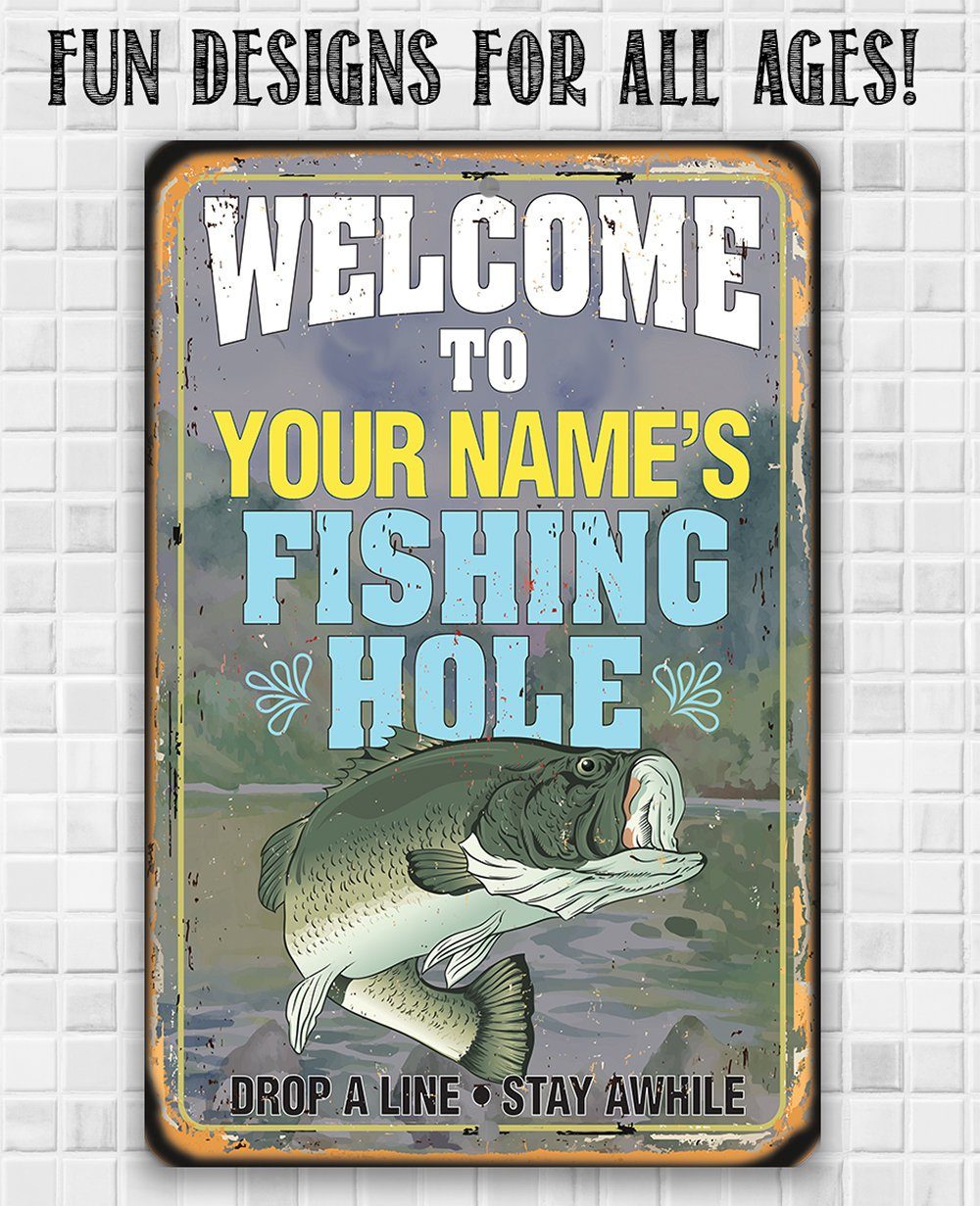 Personalized - Fishing Hole - Metal Sign