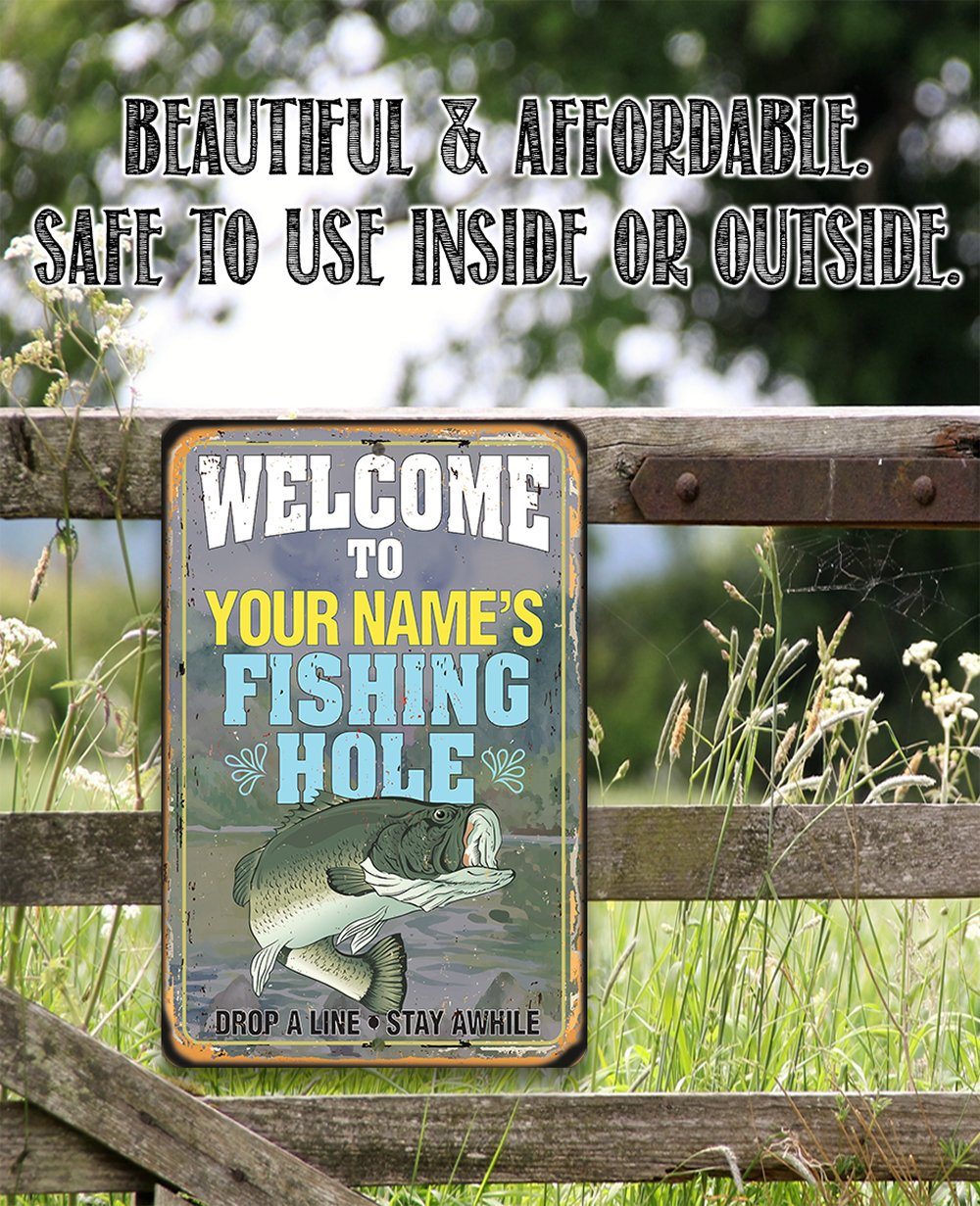 Personalized - Fishing Hole - Metal Sign