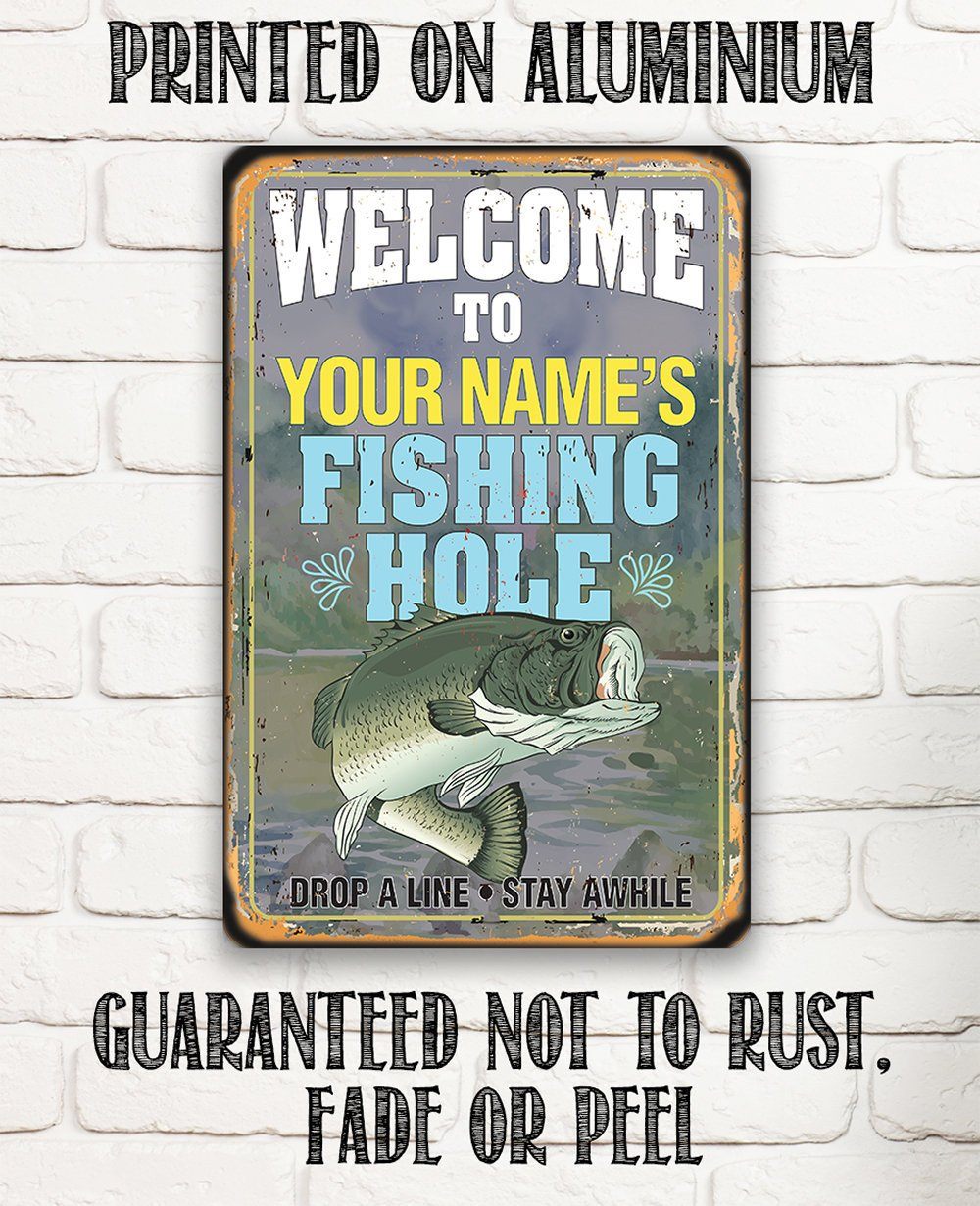 Personalized - Fishing Hole - Metal Sign