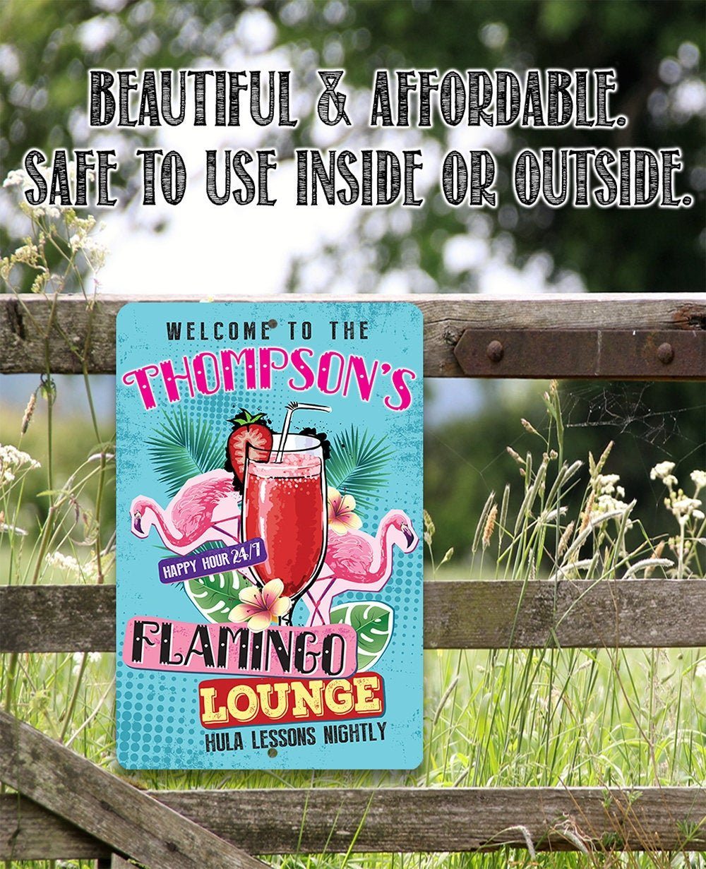 Personalized - Flamingo Lounge - Metal Sign