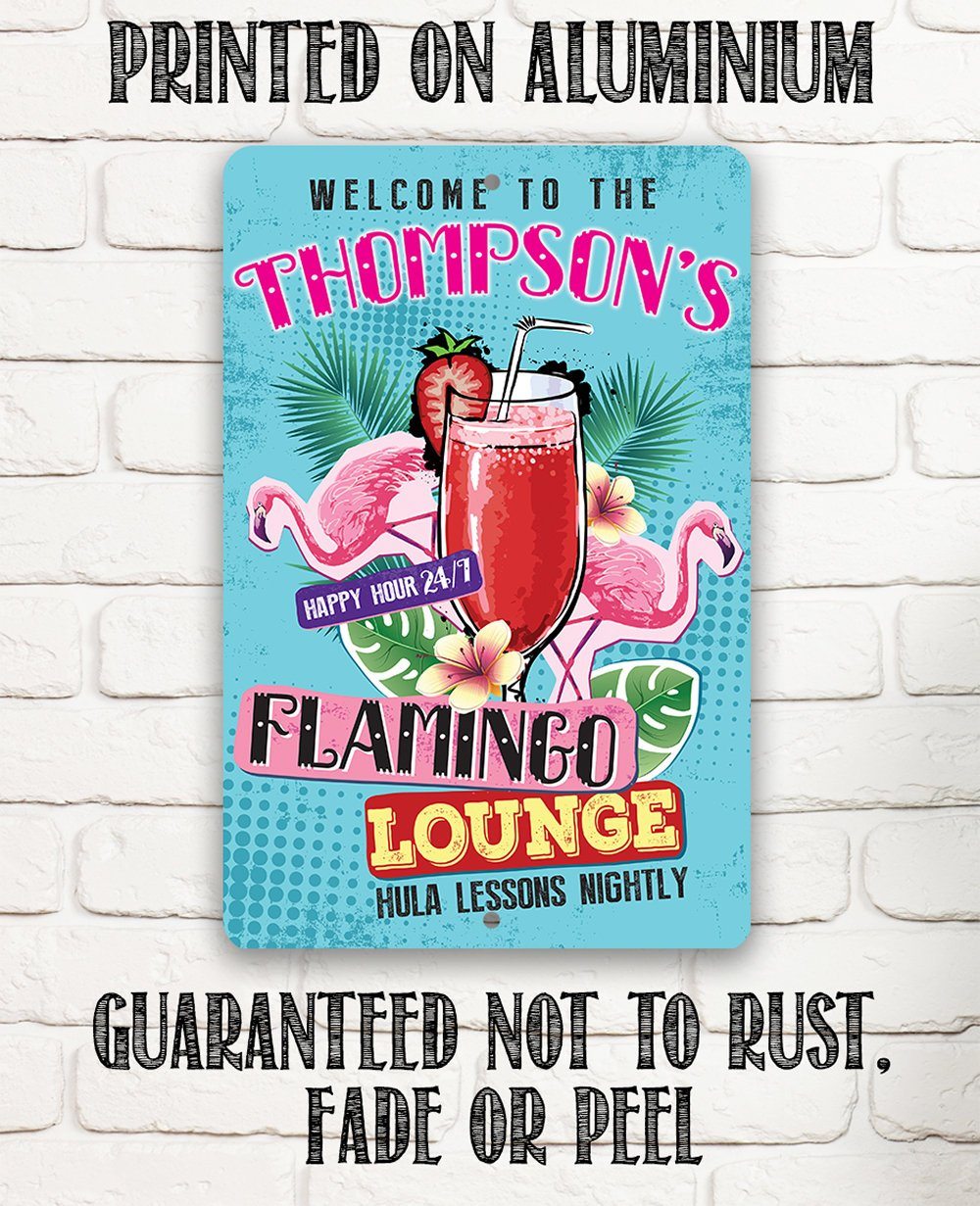 Personalized - Flamingo Lounge - Metal Sign