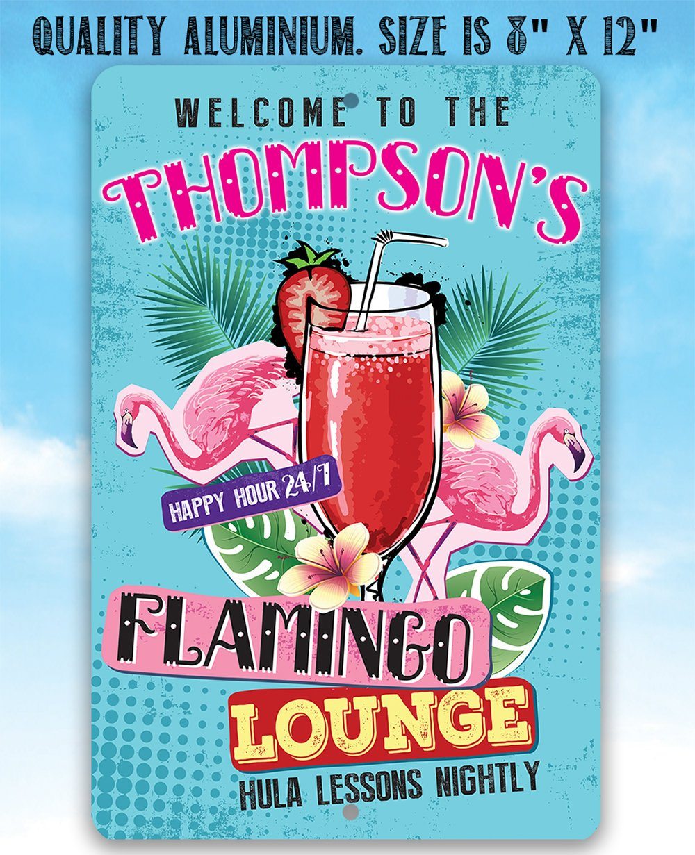 Personalized - Flamingo Lounge - Metal Sign