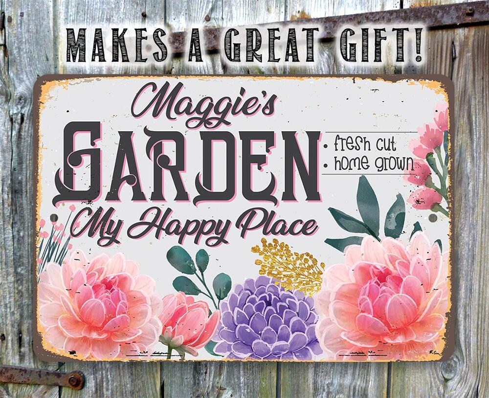 Personalized - Garden, My Happy Place - Metal Sign