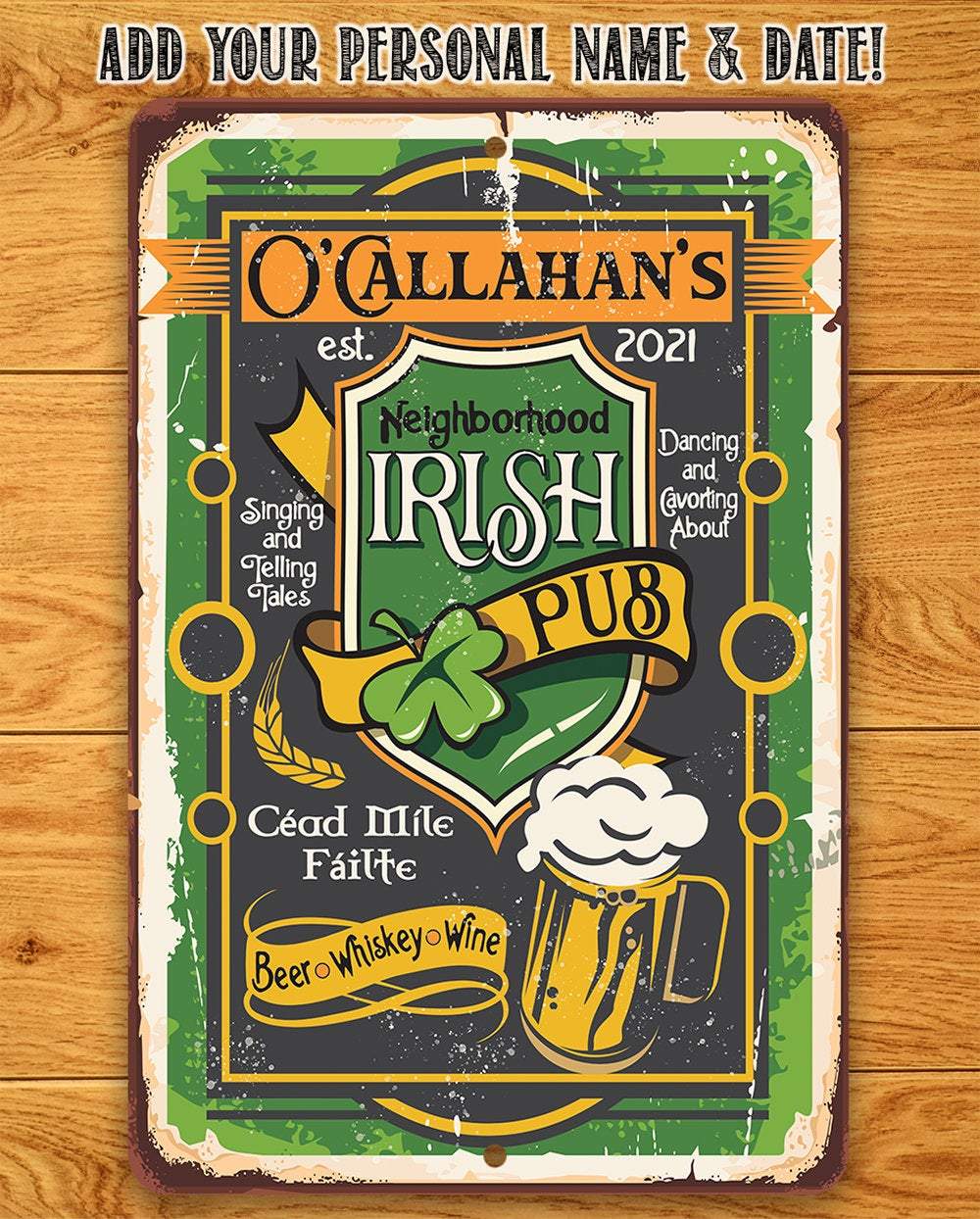 Personalized - Irish Pub - Metal Sign