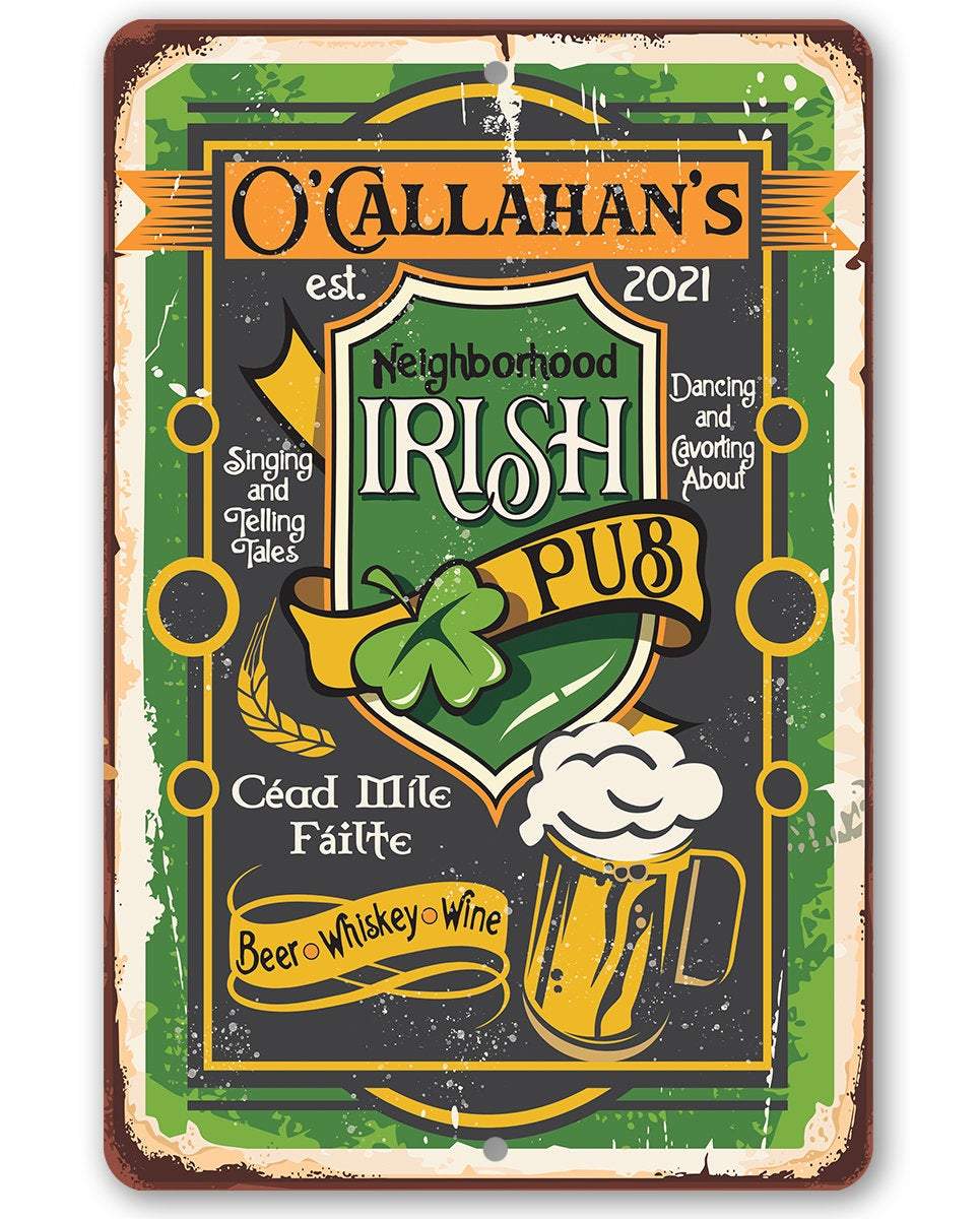 Personalized - Irish Pub - Metal Sign
