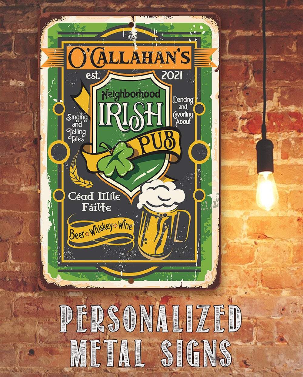 Personalized - Irish Pub - Metal Sign
