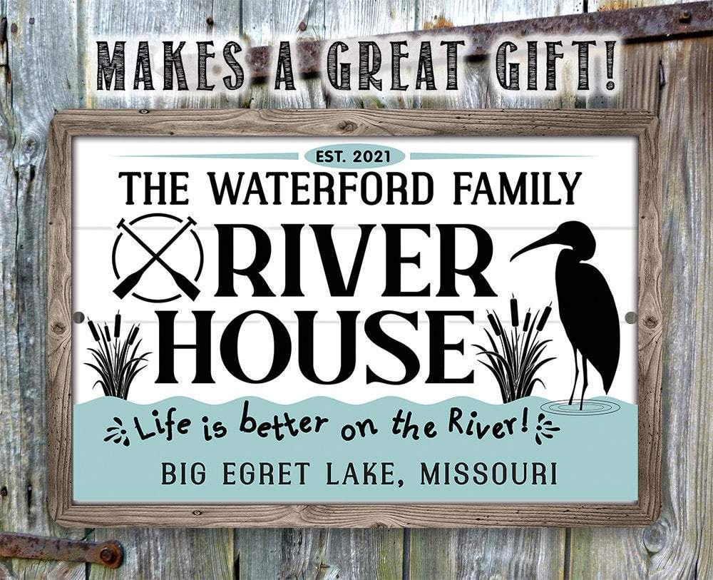 Personalized - River House, Life is Better on the River - Metal Sign