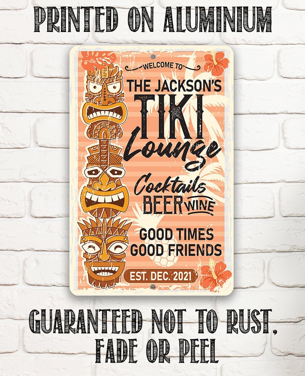 Personalized - Tiki Lounge - Metal Sign