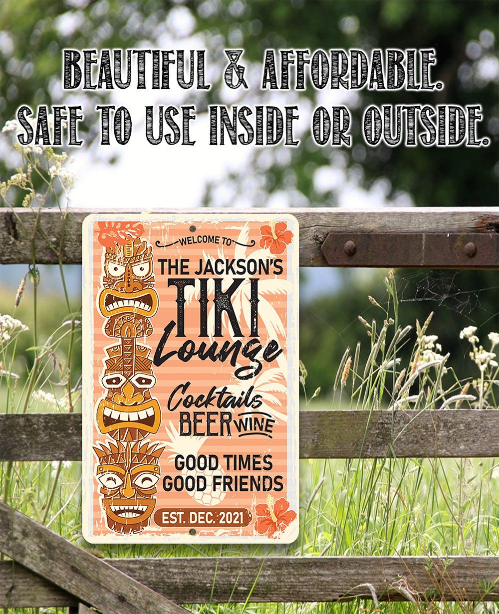 Personalized - Tiki Lounge - Metal Sign
