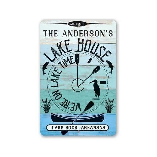 Personalized - We are on Lake Time - Metal Sign