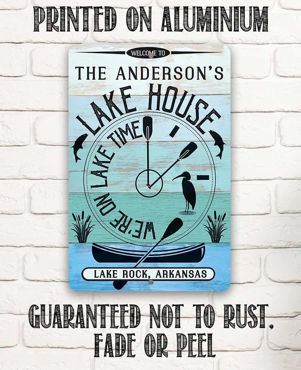 Personalized - We are on Lake Time - Metal Sign