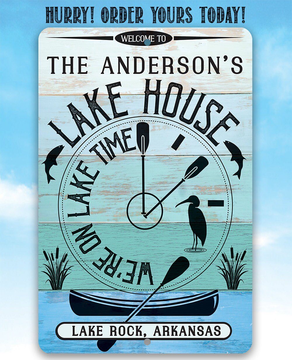 Personalized - We are on Lake Time - Metal Sign