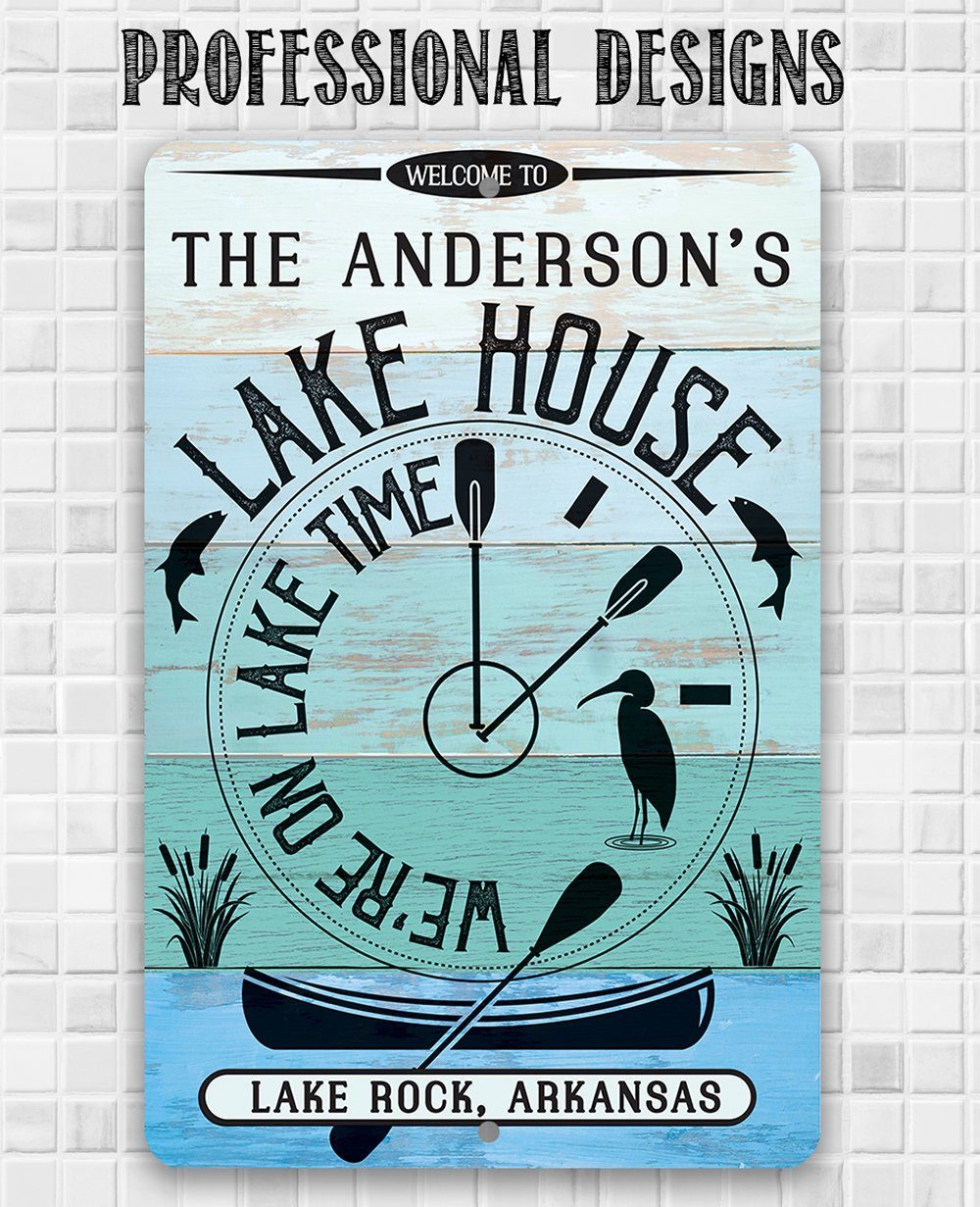Personalized - We are on Lake Time - Metal Sign