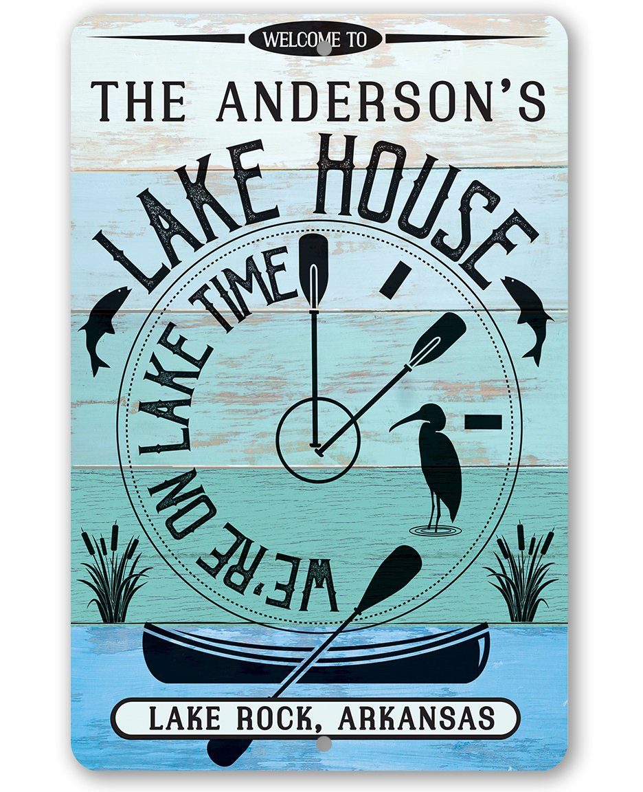 Personalized - We are on Lake Time - Metal Sign