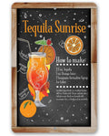 Tequila Sunrise Bar Recipe - Metal Sign