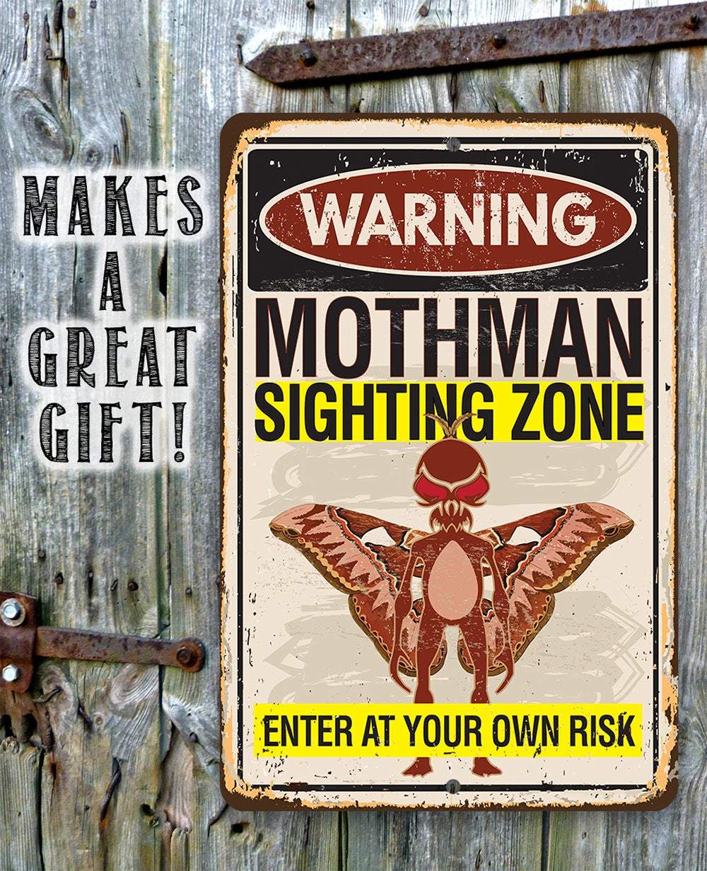 Warning Mothman Sighting Zone Enter at Your Own Risk - Metal Sign