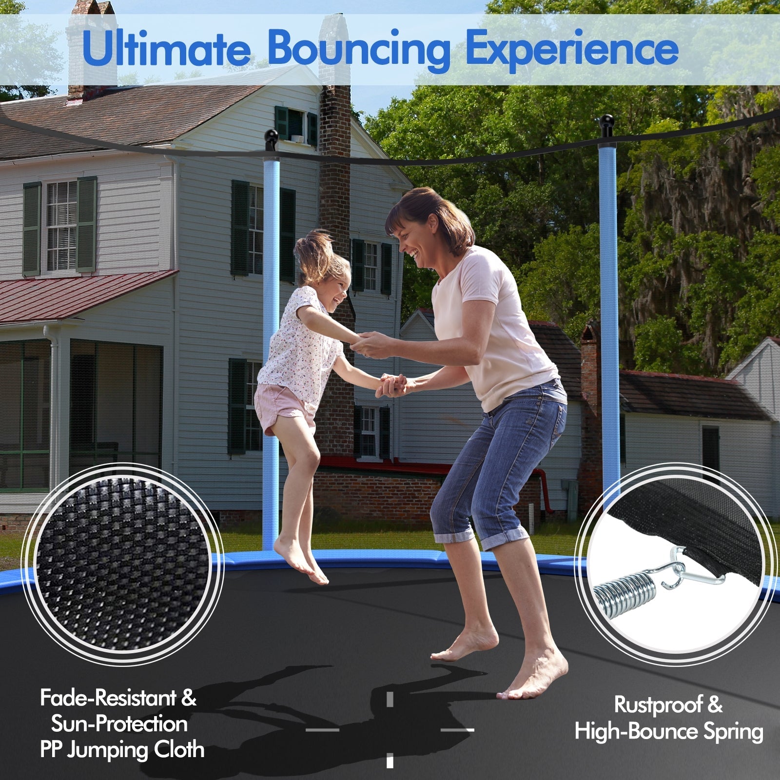 Outdoor Trampoline with Safety Closure Net-12 ft
