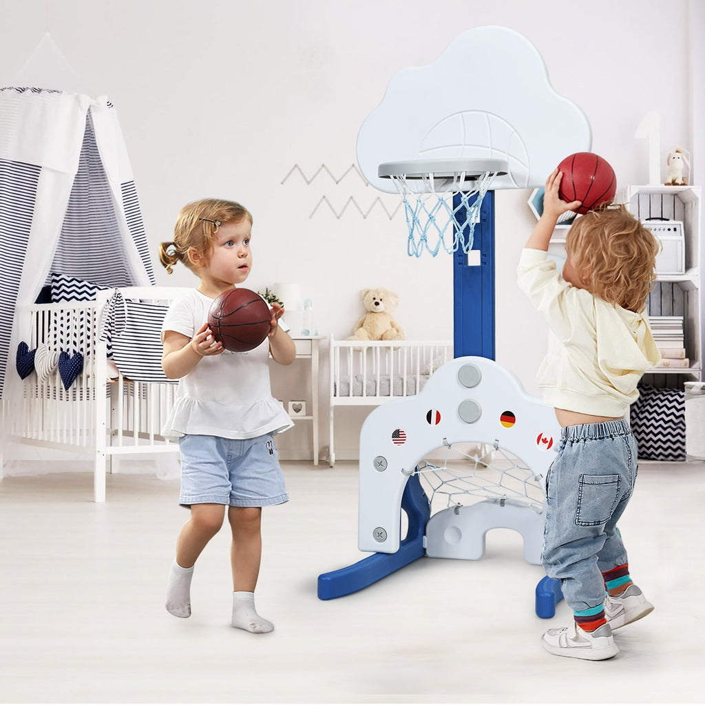 3-in-1 Kids Basketball Hoop Set with Balls-White