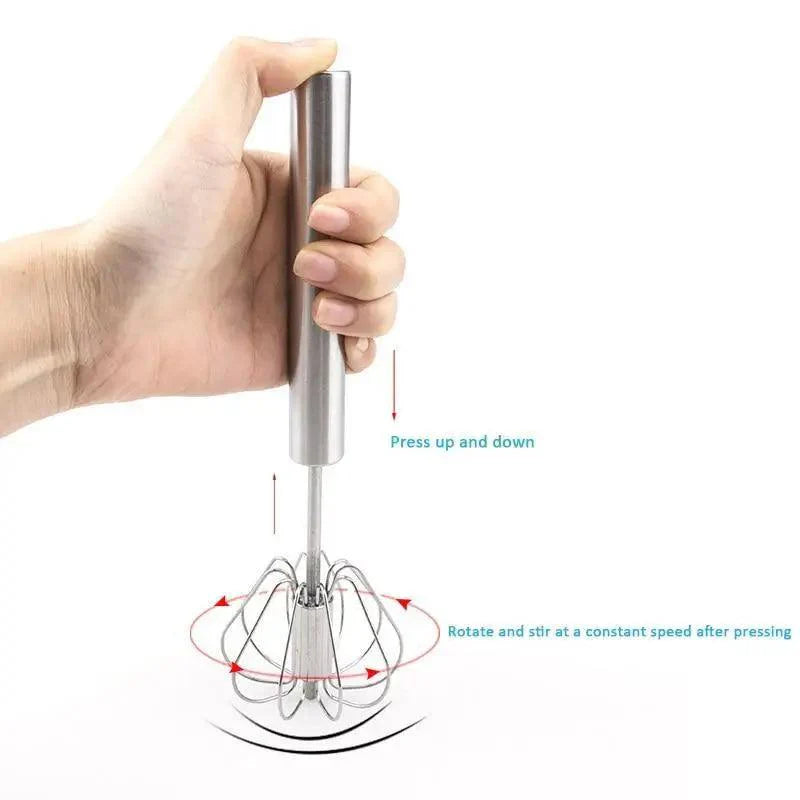 Unique Design Semi-automatic Egg Beater 304 Stainless Steel Egg Whisk Manual Hand Mixer Self Turning Egg Stirrer Kitchen Accessories Egg Tools