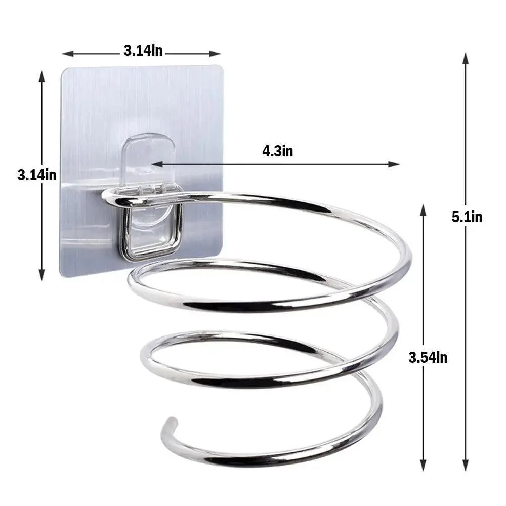 Unique Designed Hair Dryer Holder Blower Organizer Adhesive Wall Mounted Nail Free No Drilling Stainless Steel Stand Tool For Bathroom Bedroom