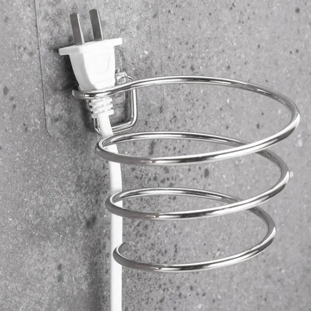 Unique Designed Hair Dryer Holder Blower Organizer Adhesive Wall Mounted Nail Free No Drilling Stainless Steel Stand Tool For Bathroom Bedroom