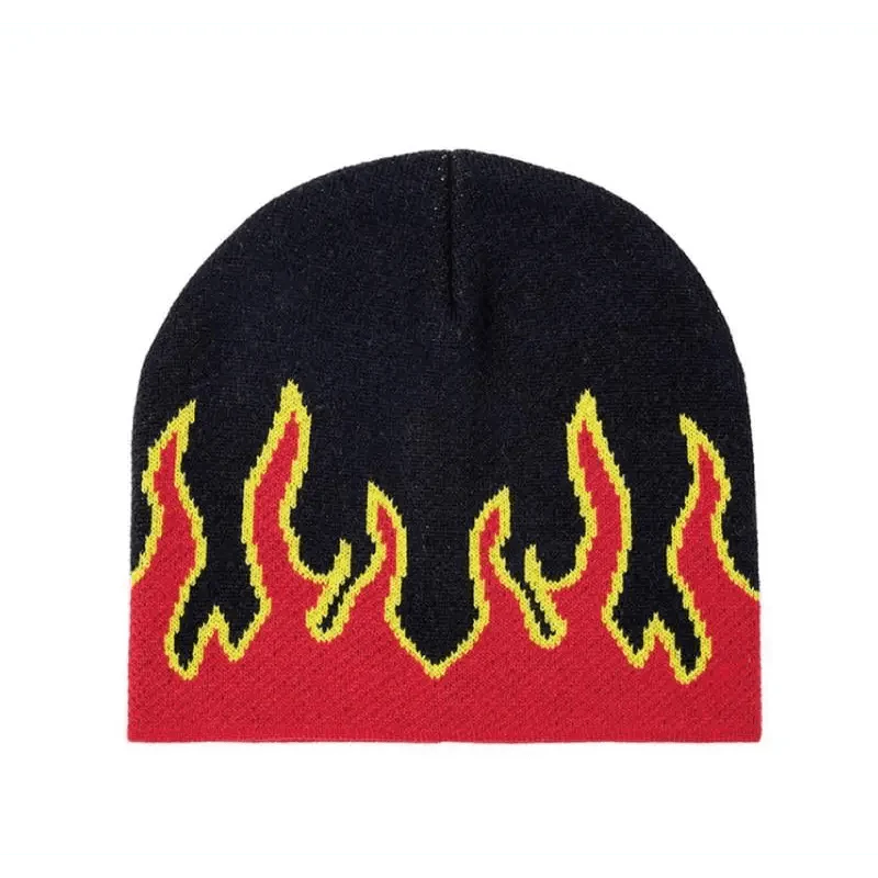 Unisex Modern Fire Design Soft Warm Beanies Comfortable Winter One Size Caps For Men And Women