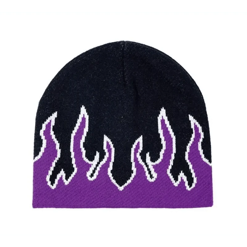 Unisex Modern Fire Design Soft Warm Beanies Comfortable Winter One Size Caps For Men And Women