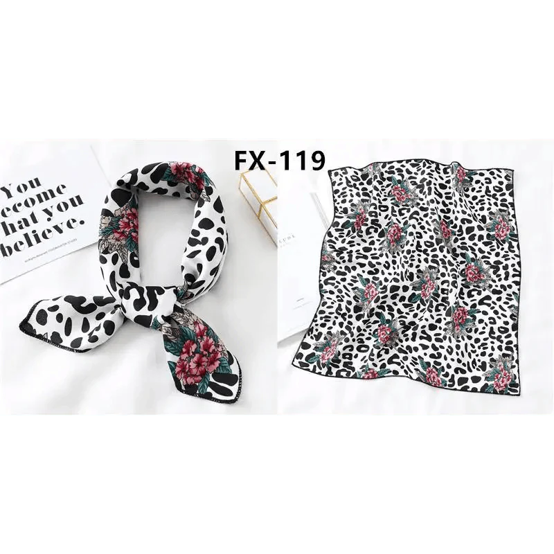 Versatile Square Silk Scarf For Women Fashionable Printed Small Neck Scarfs Office Lady Hair Band Foulard Hand For Female Bandana Shawl