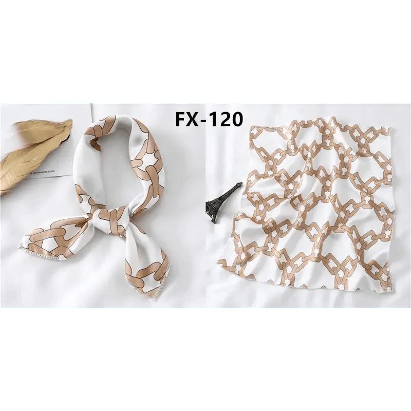 Versatile Square Silk Scarf For Women Fashionable Printed Small Neck Scarfs Office Lady Hair Band Foulard Hand For Female Bandana Shawl