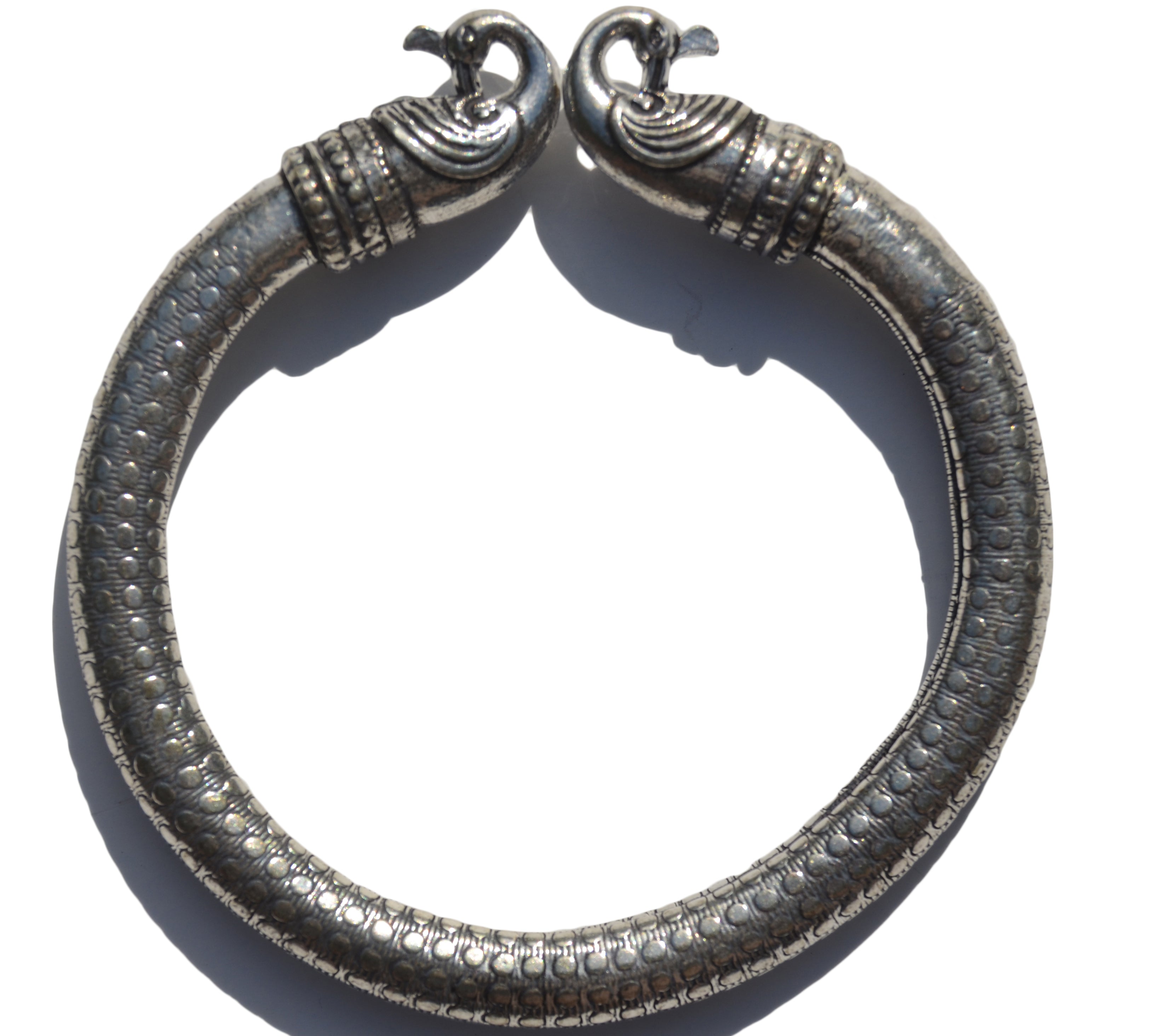 Antique Norse Peacock Head with Dotted Pattern Viking Bracelet