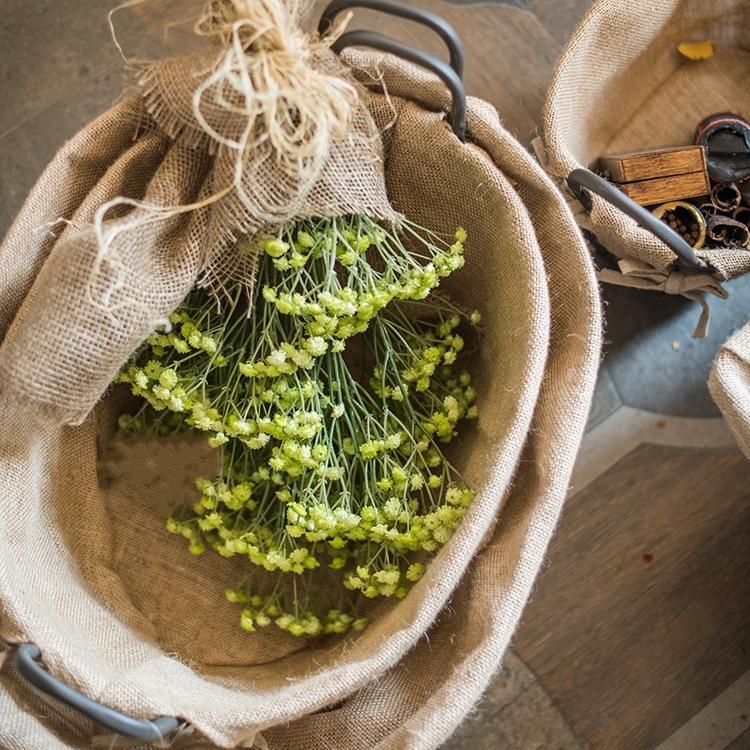 Wire Basket With Linen Liner Oval