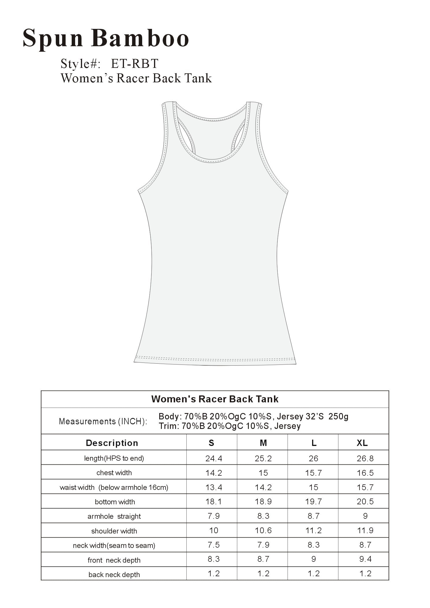 Clearance Women's Bamboo/Cotton Racer Back Tank Top