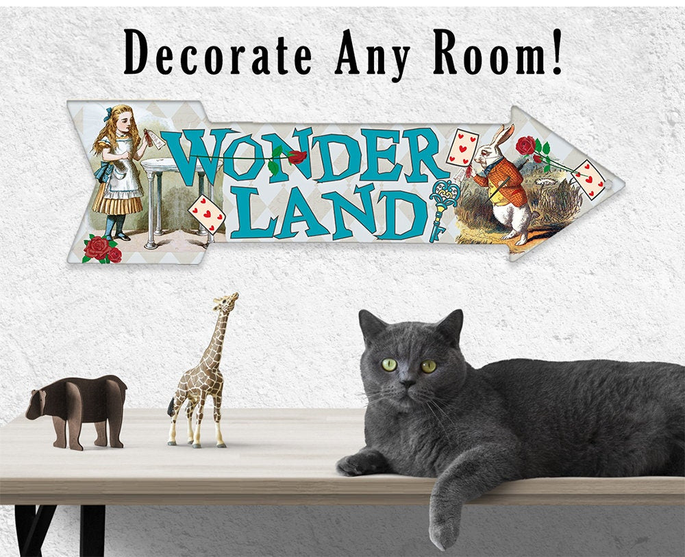 Wonderland - Directional Arrow - Metal Sign
